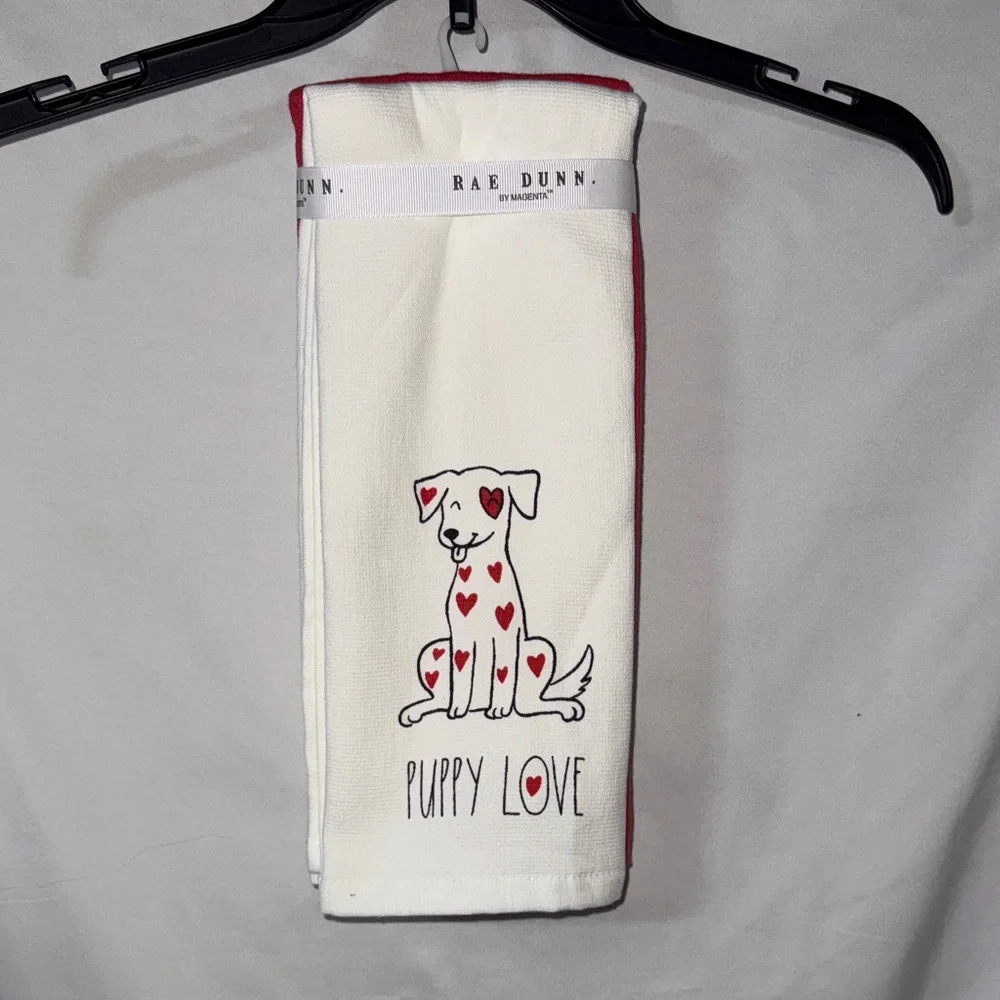 Rae Dunn Puppy Love Valentine’s Day 3 Piece Kitchen Towel Set